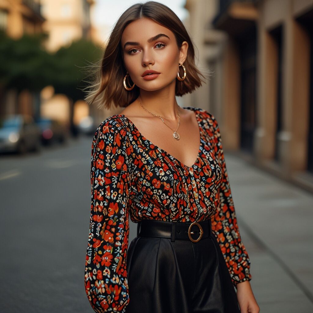 Chic straw bag complements relaxed outfit