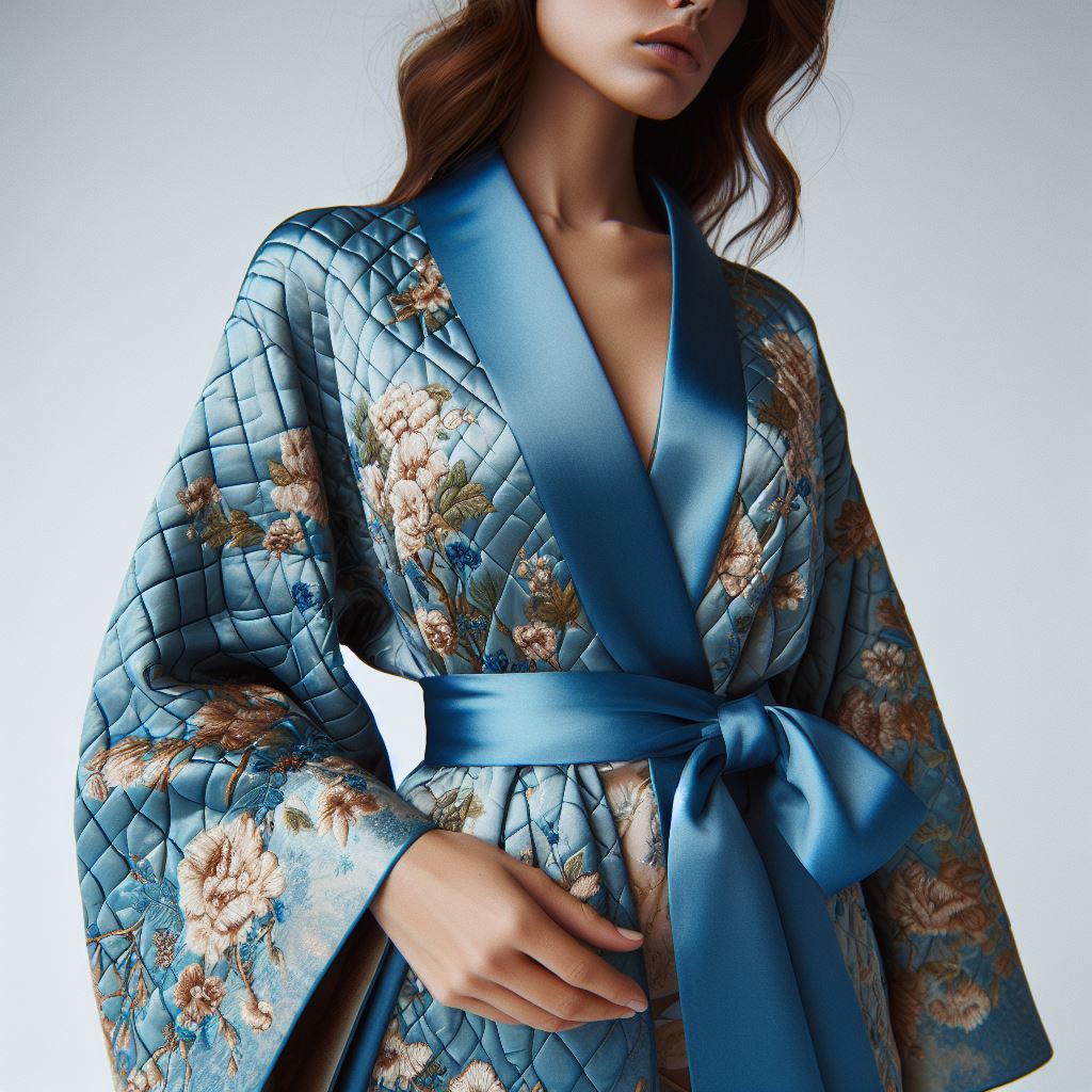 A close-up of the quilted fabric of Elaine Essentials Robe