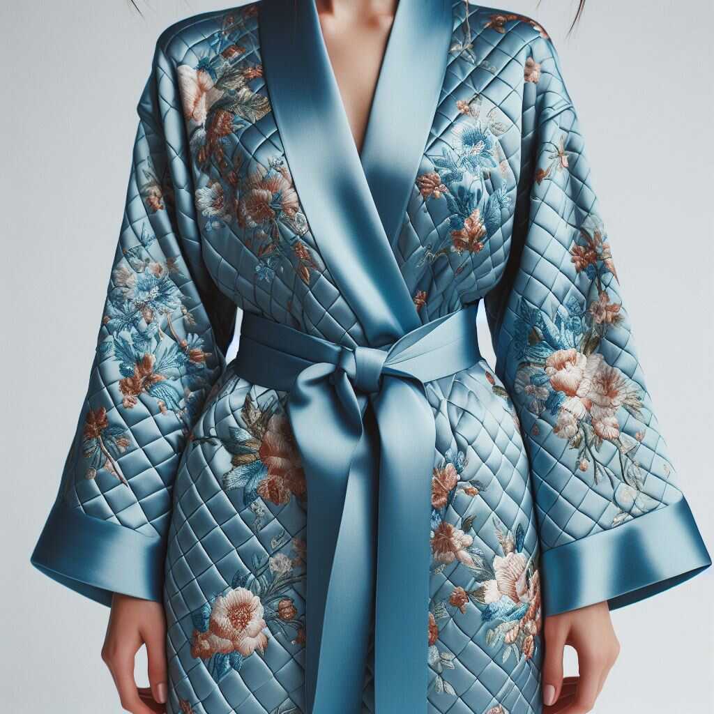 Quilted robe front view
