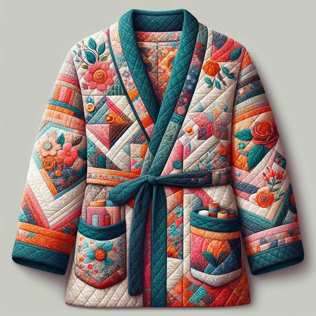 Woman wearing quilted robe