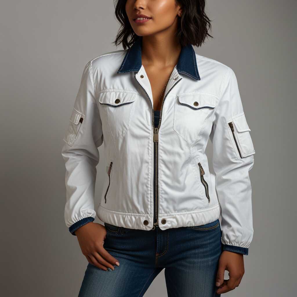 Close-up of jacket s wool and leather materials